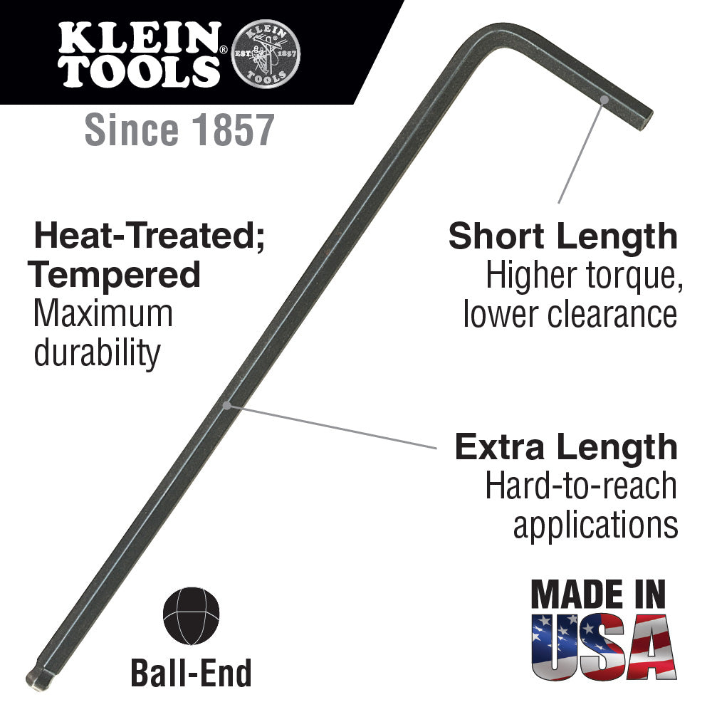 Klein Tools BL8 Ball-End Hex L-Key, 1/8"