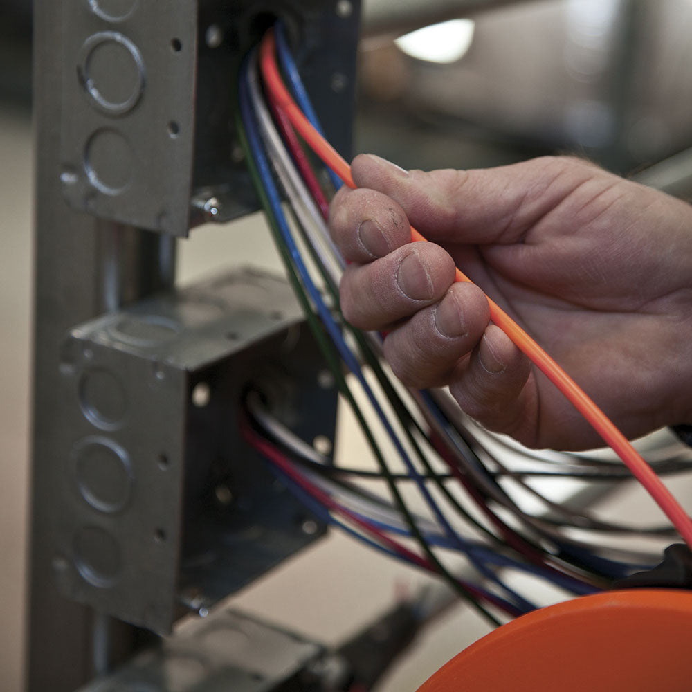 Klein Tools 56056 Fiberglass Fish Tape, 200-Foot Wall Snake is 3/16-Inch Wide Non-Conductive Multi-Groove Fish Tape