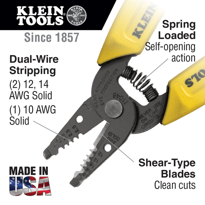 Klein Tools 11048 Dual Wire Stripper Cutter for Solid Wire