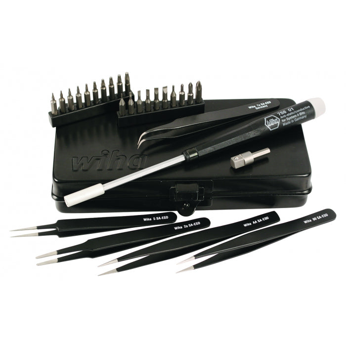 Wiha Tools 75993 System 4 ESD Micro Bit and Tweezer 28 Piece Set