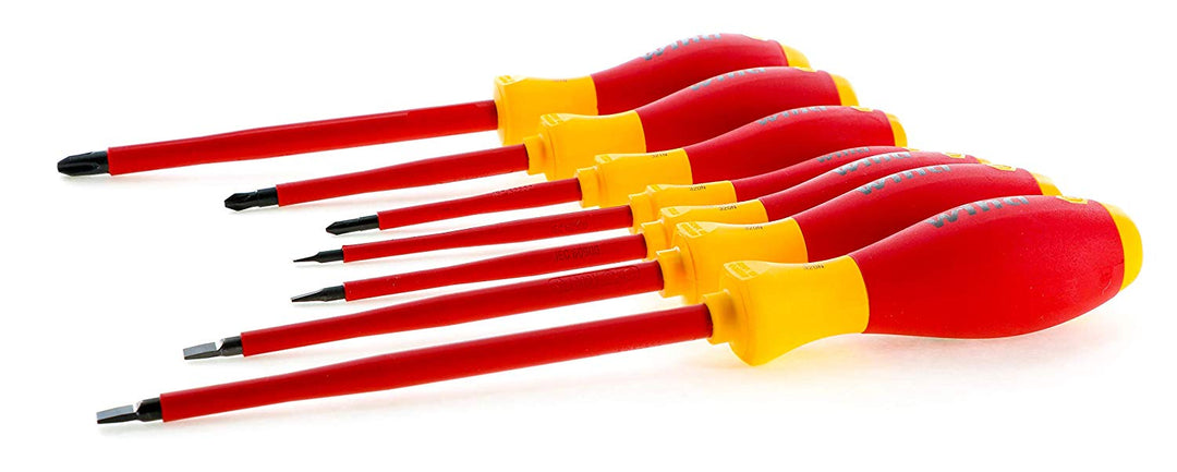 Wiha Tools 32099 Long Reach 1000-Volt VDE Insulated Screwdriver Set 7-Piece Slotted and Phillips