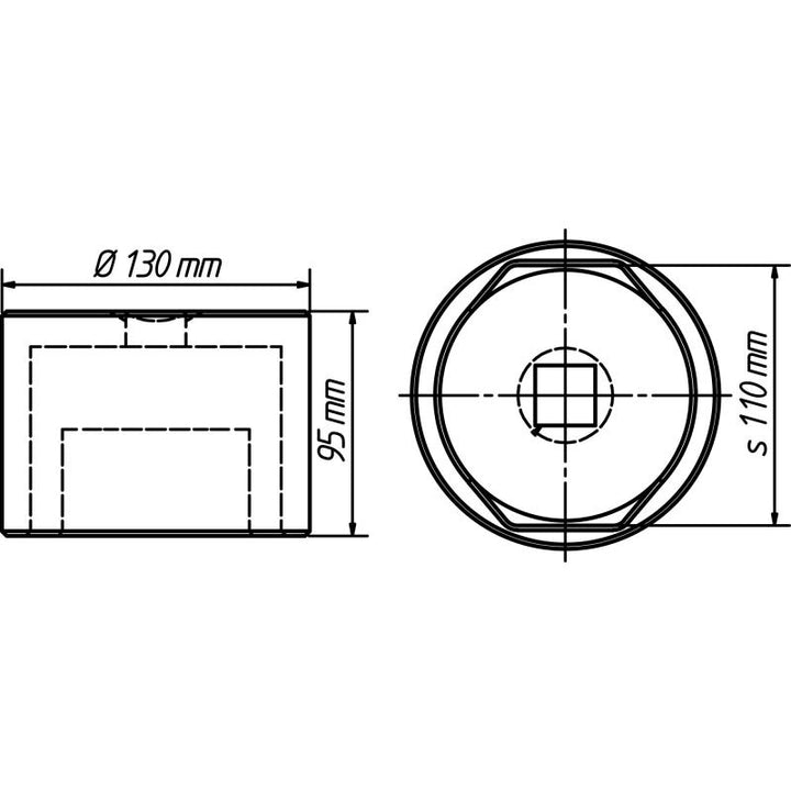 Hazet 4937-110 Commercial Vehicle Hub Cap Socket, 95mm