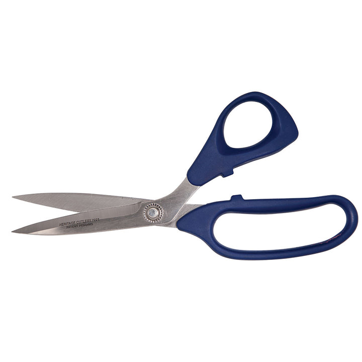 Heritage Cutlery 7221 9'' SS Bent Trimmer / Plastic Ambidextrous Handle / Double Sharp Points / Extra Large Bottom Ring