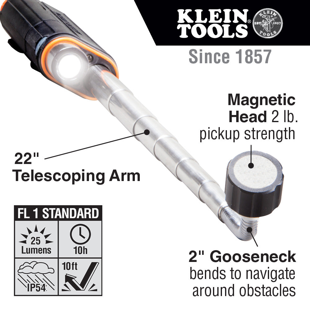Klein Tools 56027 Telescoping Magnetic LED Pickup Tool