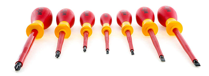 Wiha Tools 32099 Long Reach 1000-Volt VDE Insulated Screwdriver Set 7-Piece Slotted and Phillips