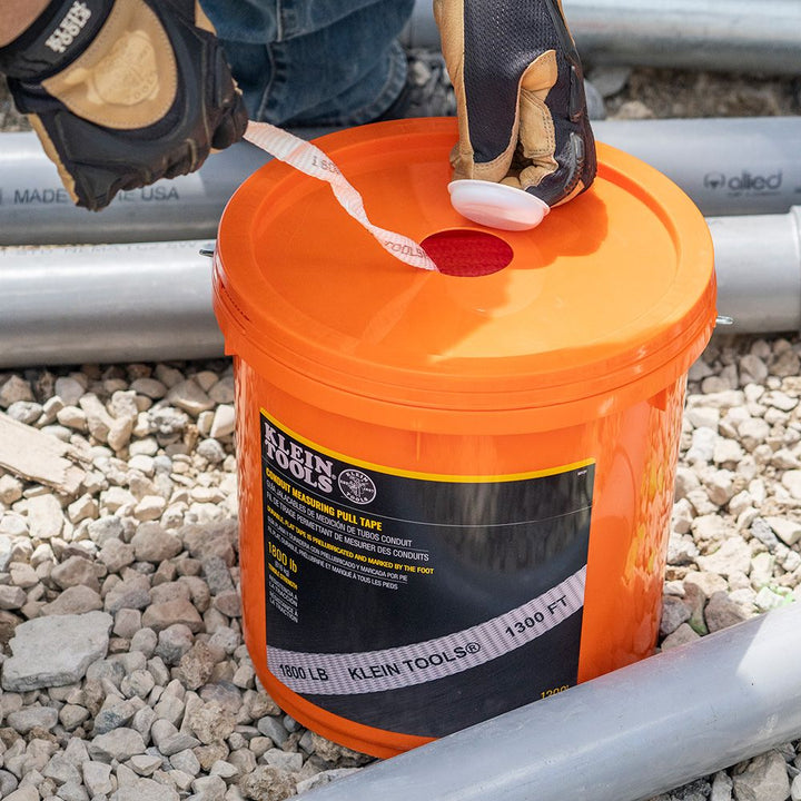 Klein Tools 50131 Conduit Measuring Pull Tape for Heavy-Duty Cable and Wire Pulling, 1800-Pound x 1300-Foot Long