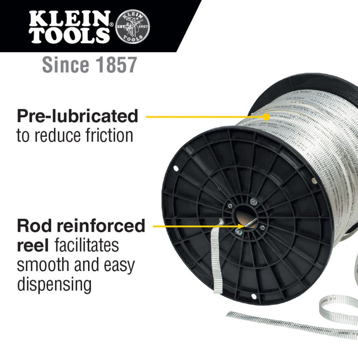 Klein Tools 50142 Conduit Measuring Pull Tape for Heavy-Duty Cable and Wire Pulling, 2500-Pound x 3000-Foot Long