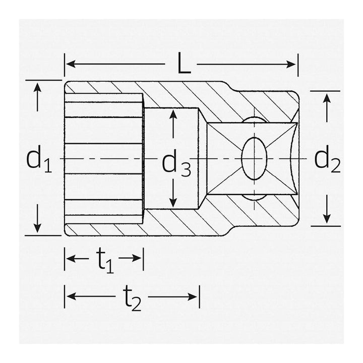 Stahlwille 03410060 1 3/8" x 1/2" Bi-Hex Socket