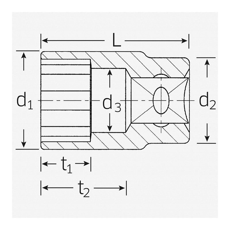 Stahlwille 03410044 7/8" x 1/2" Bi-Hex Socket
