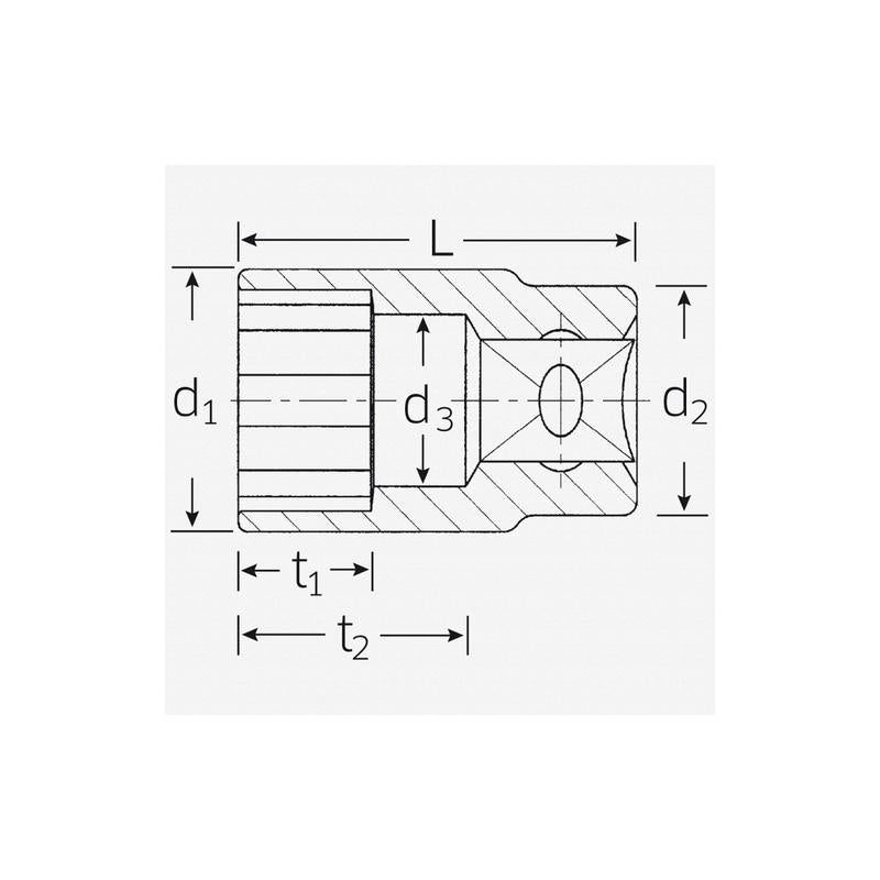 Stahlwille 03010015 50 1/2" 12-pt Socket, 15 mm