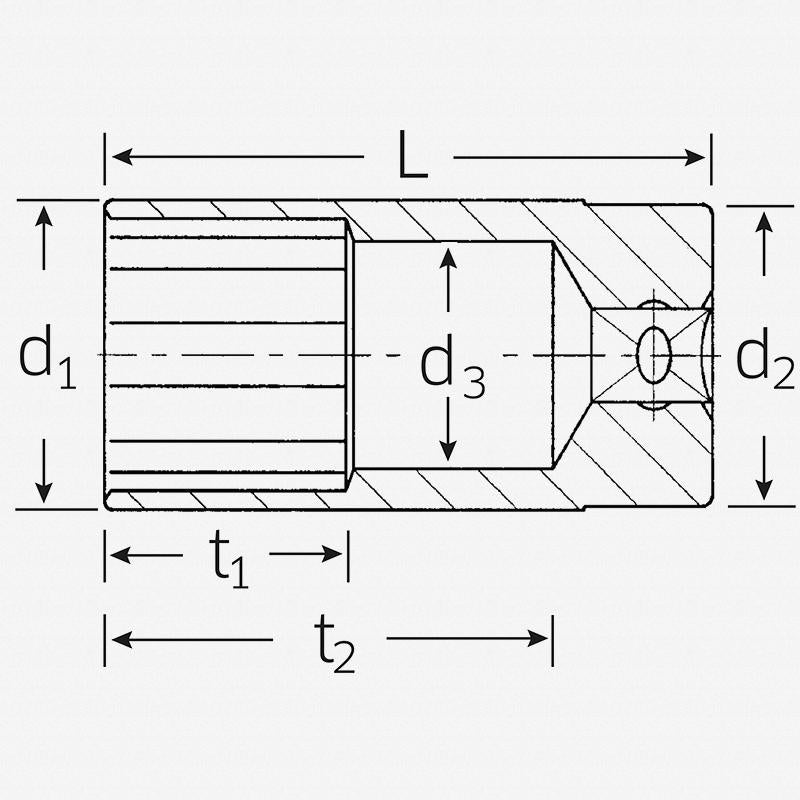 Stahlwille 03420048 1" x 1/2" Deep Bi-Hex Socket