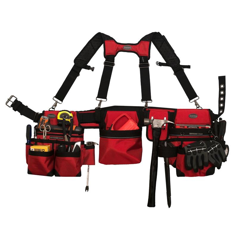 Bucket Boss 55185-RD Red Framer's Tool Belt with Suspenders.
