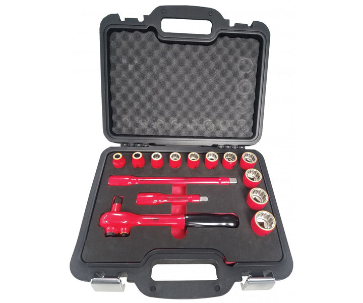 Wiha Tools 31694 Insulated 1/2" Drive Socket 14 Piece Set Metric