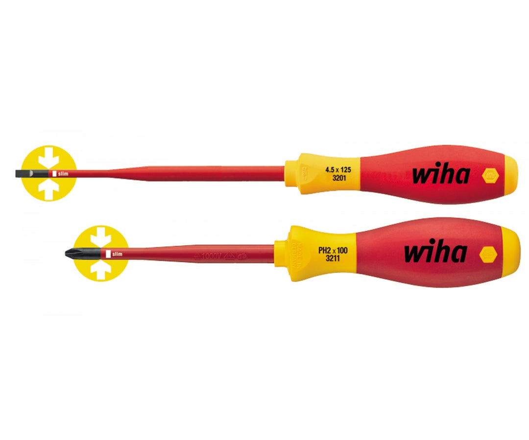 Wiha Tools 32189 Insulated SlimLine Slotted/Phillips Screwdrivers 2 Piece Set