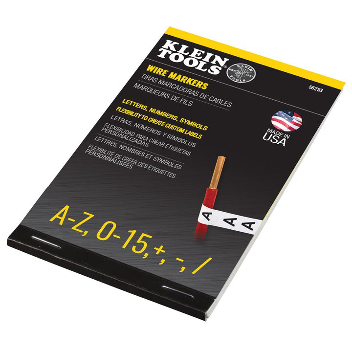 Klein Tools 56253 Wire Marker Book, Black Letters, Numbers, and Symbols