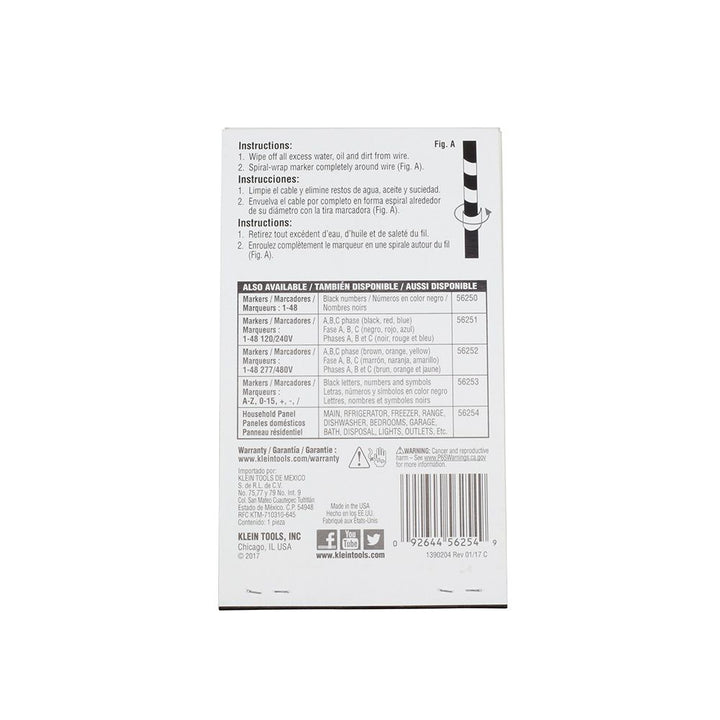 Klein Tools 56254 Wire Marker Book, Household Electrical Panel