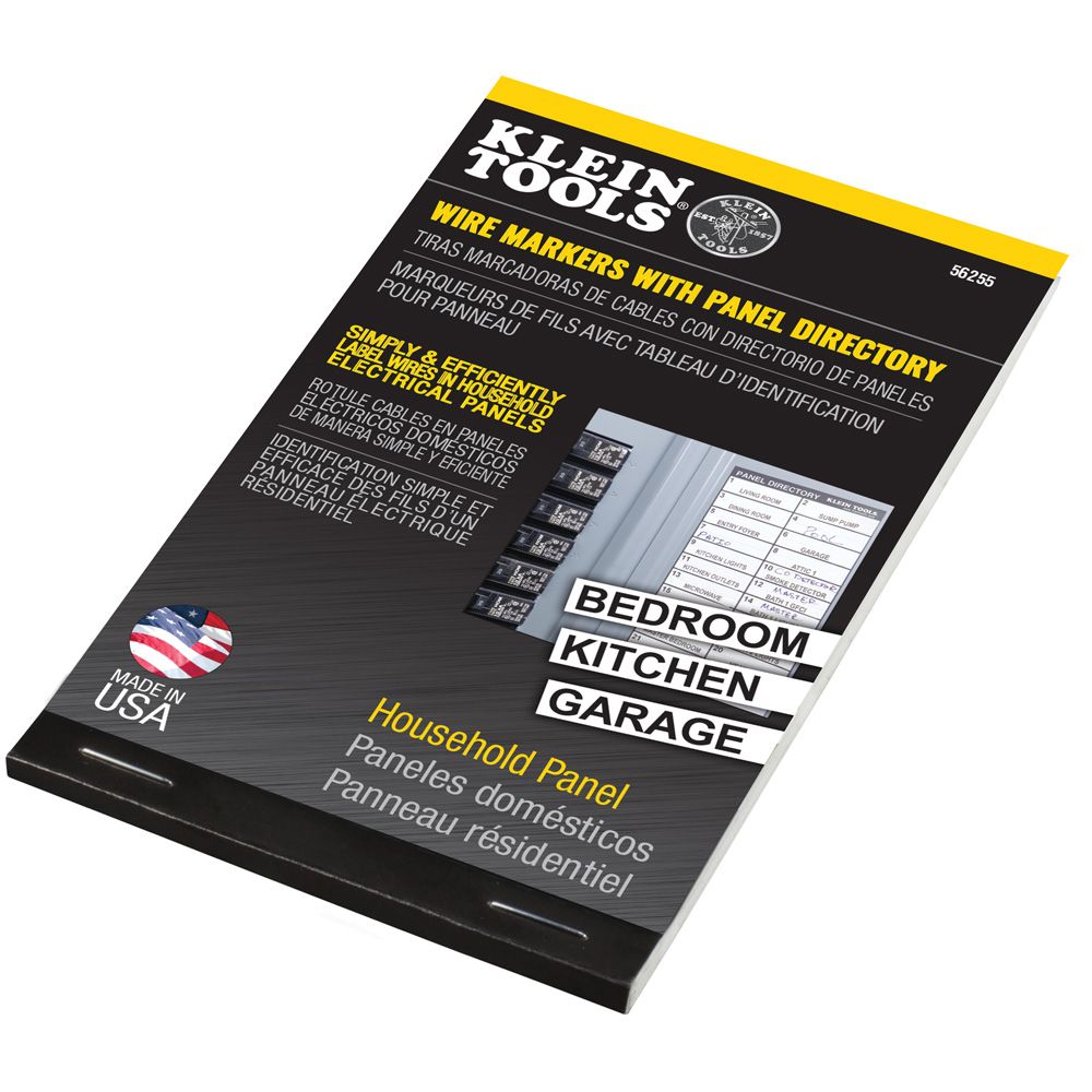 Klein Tools 56255 Wire Markers, Household Electric Panel w/Directory