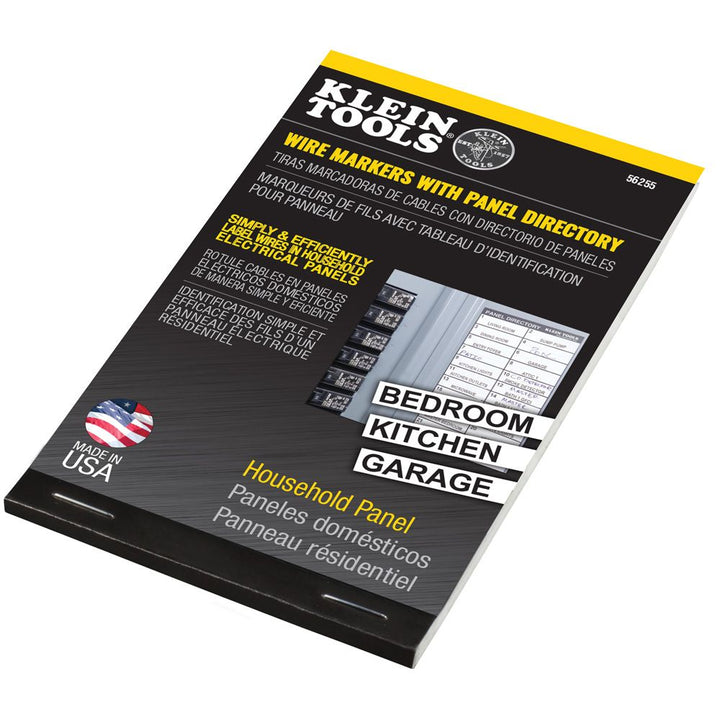 Klein Tools 56255 Wire Markers, Household Electric Panel w/Directory