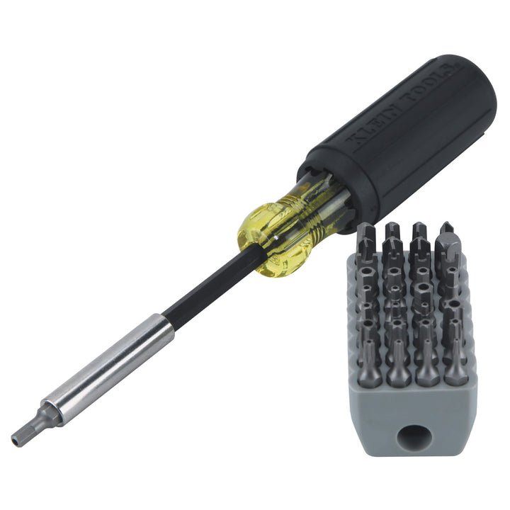 Klein Tools 32510 Multibit Screwdriver 32-in-1 Multi Tool, Sturdy Bit and Screw Holding Magnet, Tamperproof TORX®, Hex and TORQ Set