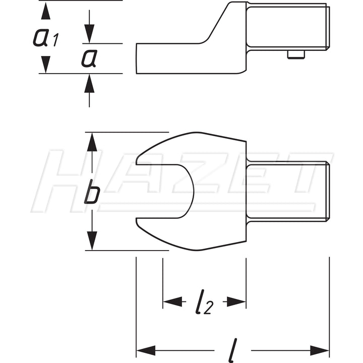 Hazet 6450D-19 Hex Insert Open-Ended Wrench, 19 mm, 14 x 18 mm