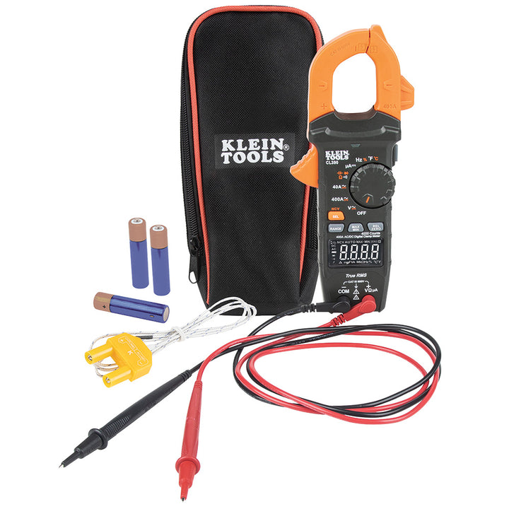 Klein Tools CL390 Digital Clamp Meter, Auto Ranging 400 AMP Measures Electronic AC/DC Voltage AC/DC Current Resistance  and TRMS