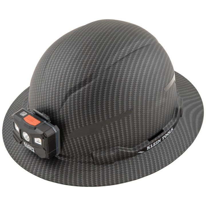 Klein Tools 60346 Hard Hat, Premium KARBN™, Non-Vented Full Brim, Class E with Headlamp