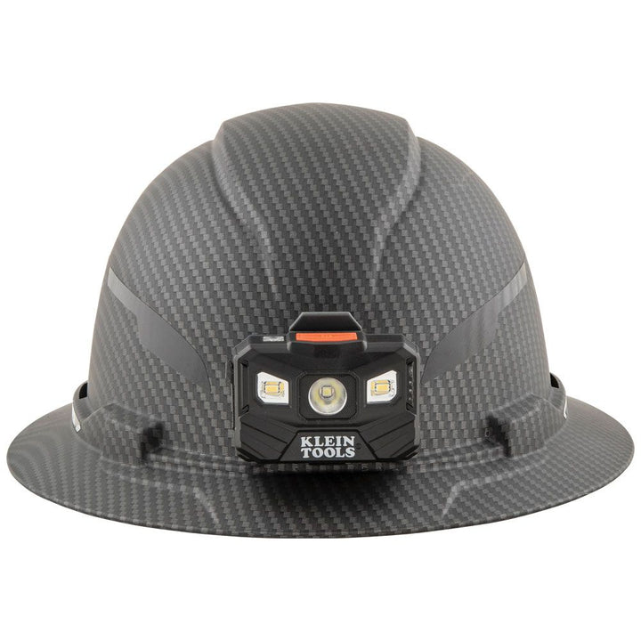 Klein Tools 60346 Hard Hat, Premium KARBN™, Non-Vented Full Brim, Class E with Headlamp