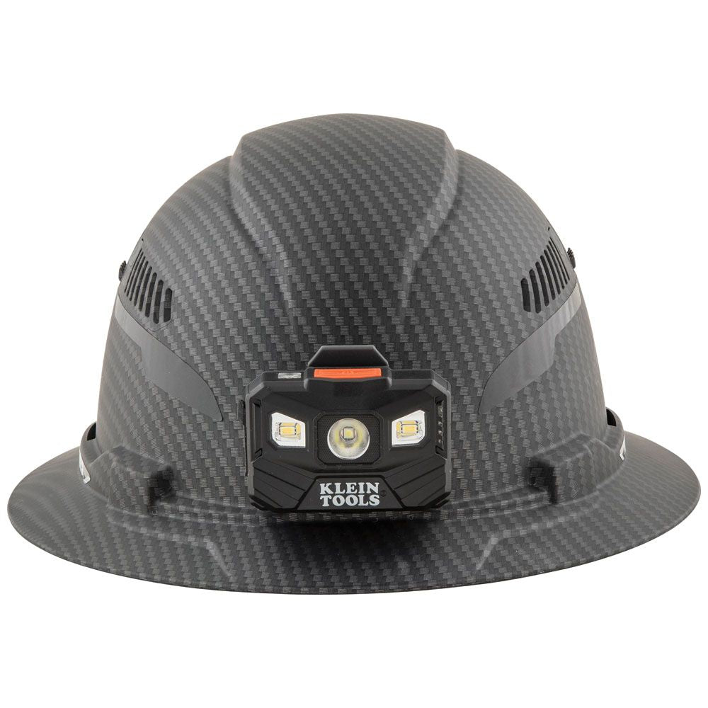 Klein Tools 60347 Hard Hat, Premium KARBN™, Vented Full Brim, Class C with Headlamp