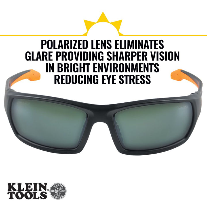 Klein Tools 60539 Safety Glasses, Professional PPE Protective Eyewear, Full Frame, Scratch Resistant and Anti-Fog, Polarized Lens