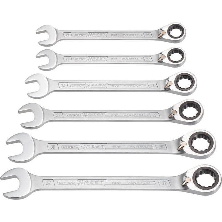 Hazet 606/6-1 Ratcheting Combination Wrench Set, 12-Point, 6 Pieces