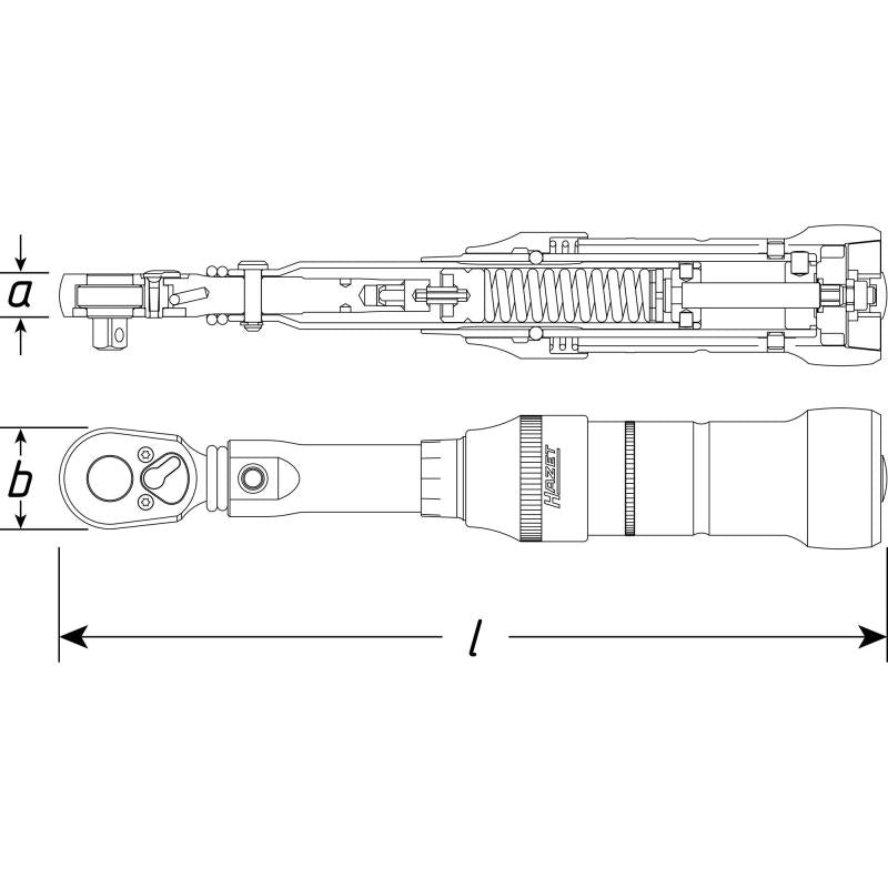 Hazet 6127-1CT Torque Wrench, US Standard, 40–200 lbf.ft, 12.5mm (1/2") Square
