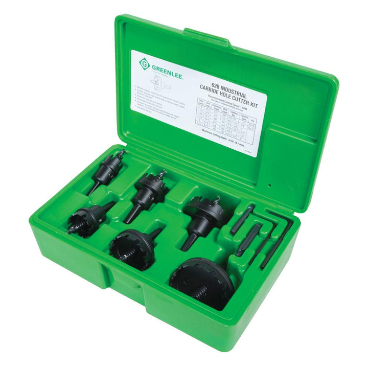 Greenlee 628 Carbide-Tipped Hole Cutter Kit, 8 Pc