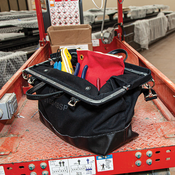 Klein Tools 510218SPBLK Deluxe Black Canvas Tool Bag, 18-Inch