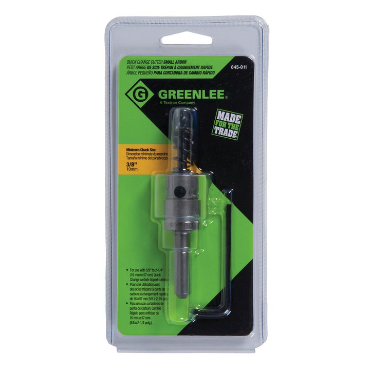 Greenlee 645-011 Quick Change Arbor, 5/8" to 2-1/4"