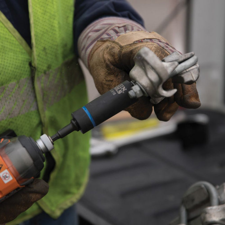 Klein Tools 66066 2-in-1 Deep Impact Socket, 6-Point 1-1/8-Inch and 15/16-Inch hex socket sizes, Use with Impact Wrenches BAT20-CW, BAT20-CW