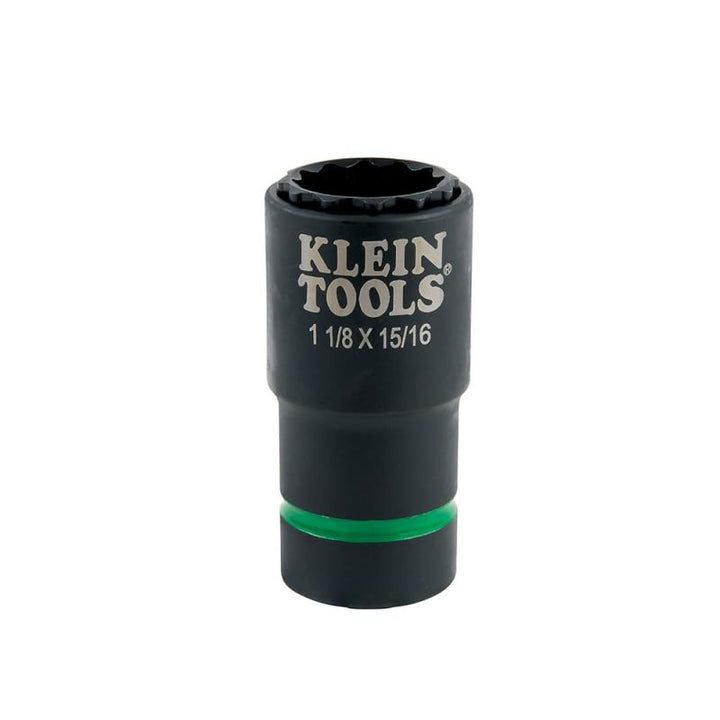 Klein Tools 66016 2-in-1 Impact Socket, 12-Point, 1-1/8 and 15/16-Inch