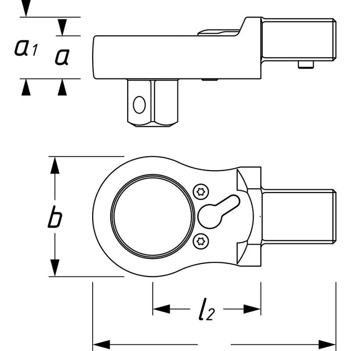 Hazet 6602-1 Insert Reversible Ratchet, 14x18mm Insert Square Drive, 10mm (3/8") Square