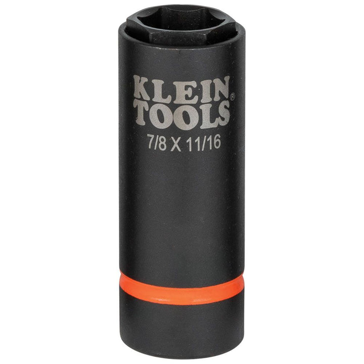Klein Tools 66064 2-in-1 Deep Impact Socket, 6-Point 7/8-Inch and 11/16-Inch Hex Sizes, Use with Impact Wrenches BAT20-CW, BAT20-CW