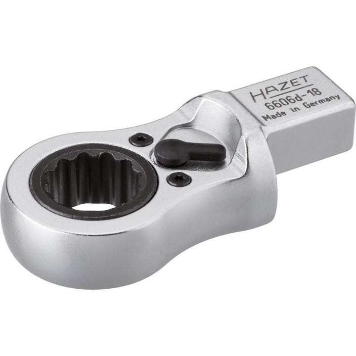 Hazet 6606D-18 Ratcheting Insert Box-End Wrench, 14x18mm Insert Square Drive, 18mm 12-Point
