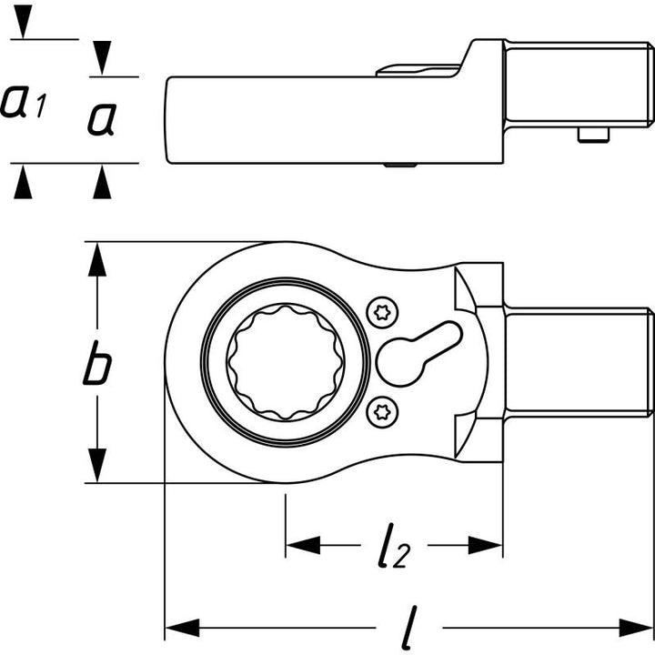 Hazet 6606D-19 Ratcheting Insert Box-End Wrench, 14x18mm Insert Square Drive, 19mm 12-Point