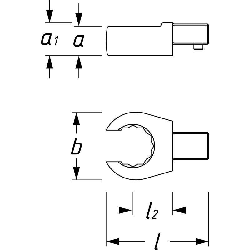 Hazet 6612C-17 Insert Open Box-End Wrench, 9x12mm Insert Square Drive, 17mm 12-Point