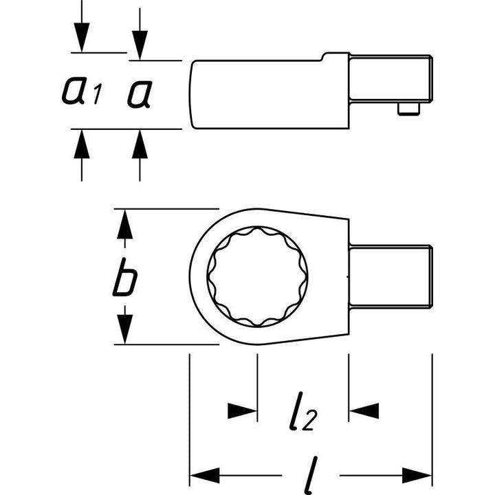 Hazet 6630C-17 Insert Box-End Wrench, 9x12mm Insert Square Drive, 17mm 12-Point