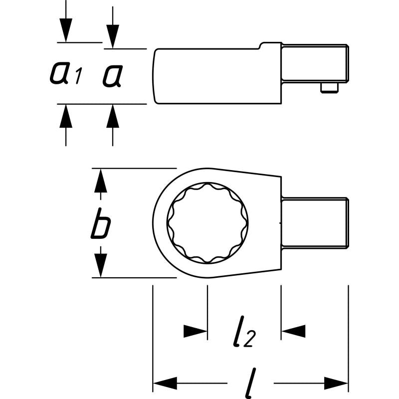 Hazet 6630D-14 Insert Box-End Wrench, 14x18mm Insert Square Drive, 14mm 12-Point