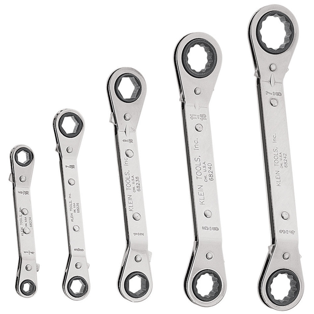 Klein Tools 68245 Reversible Ratcheting Box Wrench Set, 5-Piece