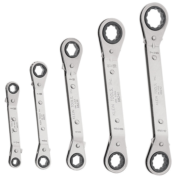 Klein Tools 68245 Reversible Ratcheting Box Wrench Set, 5-Piece