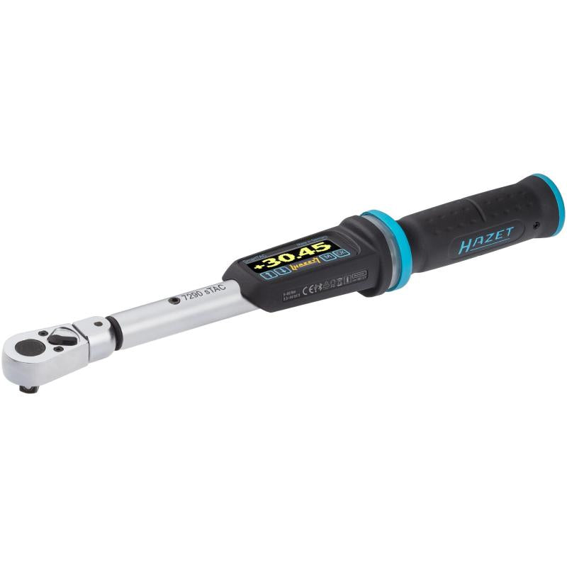 Hazet 7290-2STAC Electronic Torque Wrench with Built-In Angle Gauge, 5-60 Nm, 9x12mm Insert Square, 10mm (3/8") Square