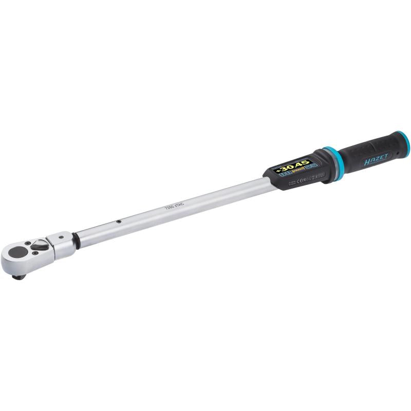 Hazet 7292-2STAC Electronic Torque Wrench with Built-In Angle Gauge, 20-200 Nm, 14x18mm Insert Square, 12.5mm (1/2") Square