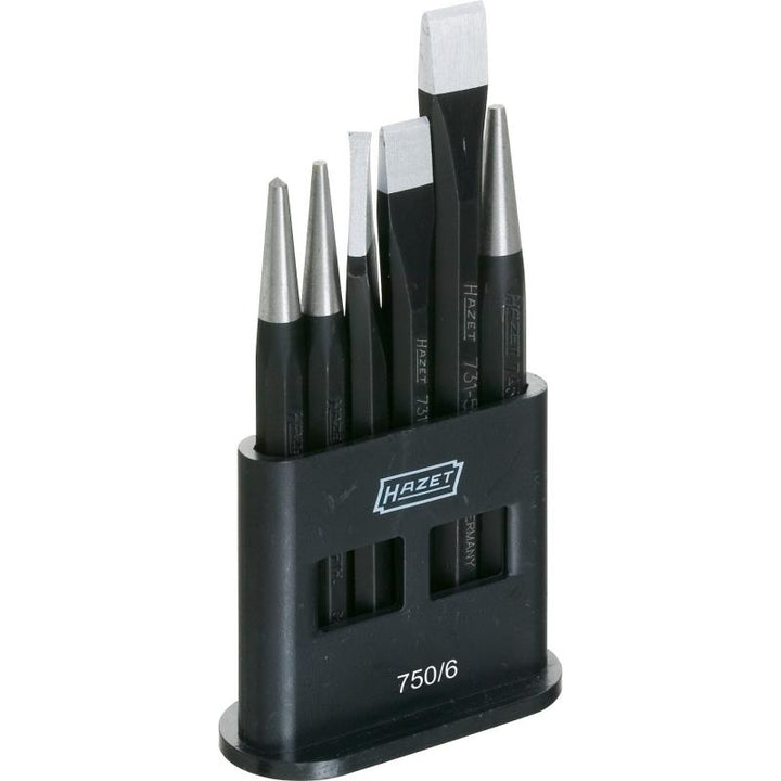 Hazet 750/6 Chisel, Drift Punch, and Center Punch Set, 6 Pieces