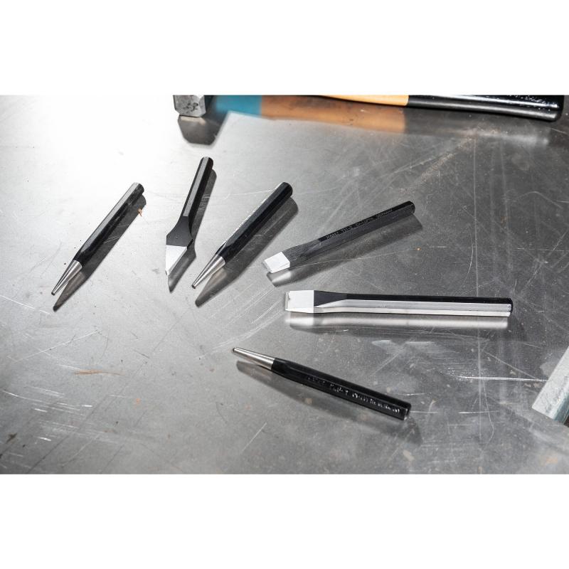 Hazet 750/6 Chisel, Drift Punch, and Center Punch Set, 6 Pieces