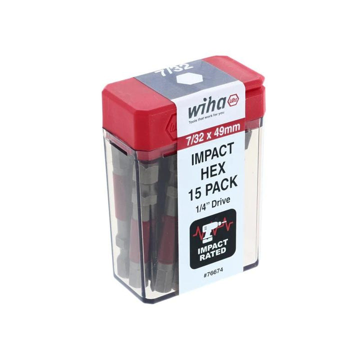 Wiha Tools 76674 MaxxTor Impact Bit Hex 7/32" - 49mm - 15 Pack